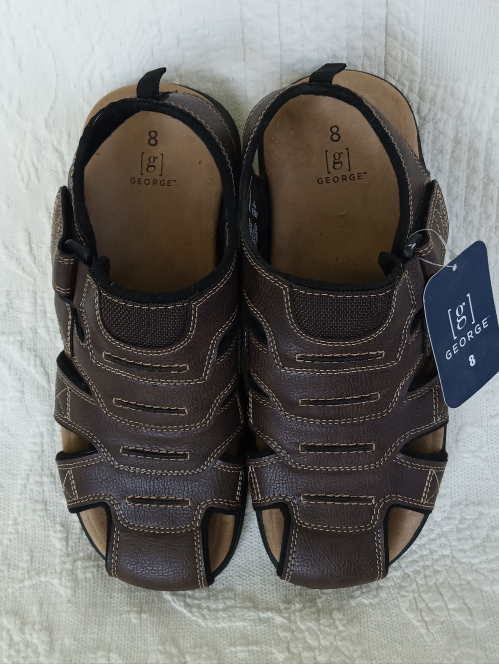 George Brown Fisherman-Style Leather Sandals Basic Closed Toe Hiking Outdoors 8 - Picture 2 of 8